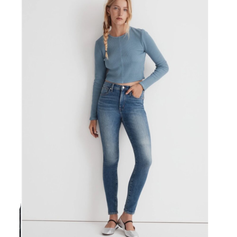 Madewell 10" high rise skinny jeans in Cayer wash, sz 25